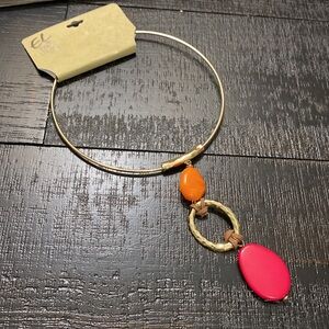 NWT Erica Lyons Gold Tone, Orange & Rose Necklace!